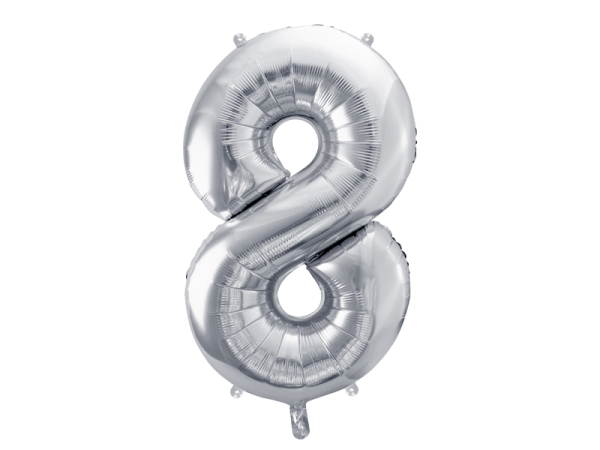 Foil Balloon Number ''8'', 86cm, silver