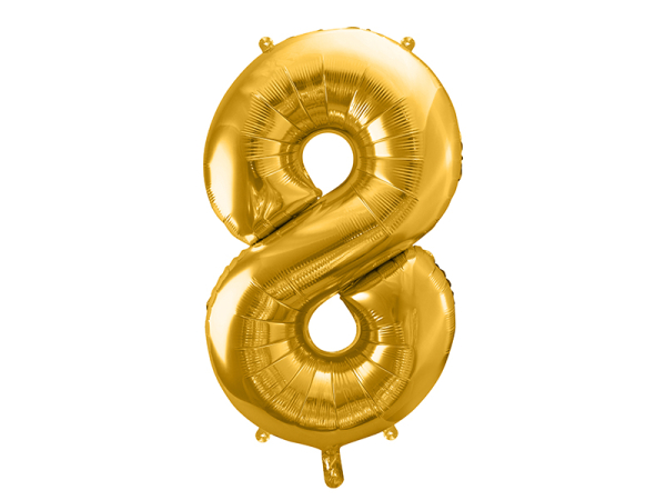 Foil Balloon Number ''8'', 86cm, gold