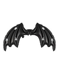 Foil Balloon Bat Wings, Black Matte with Stars, 85 x 50 cm