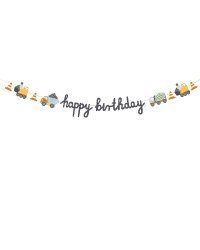 Banner Happy brithday Construction vehicles, 2 m, mix