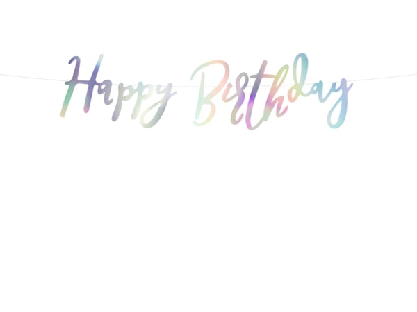 Banner Happy Birthday, iridescent, 16.5x62cm