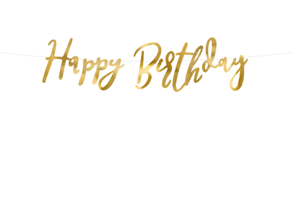 Banner Happy Birthday, gold, 16.5x62cm