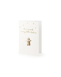 Card with enamel pin Gingerbread Man, 10.5x14.8cm