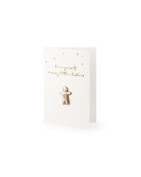 Card with enamel pin Gingerbread Man, 10.5x14.8cm