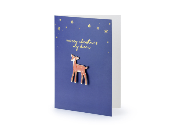 Card with enamel pin Deer, 10.5x14.8cm