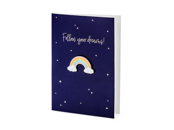 Card with enamel pin Rainbow, 10.5x14.8cm