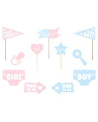 Photo props Gender reveal party, mix (1 pkt / 11 pc.)