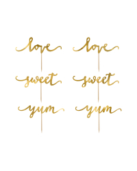Cupcake toppers Love, gold, 13cm (1 pkt / 6 pc.)