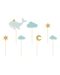 Cupcake toppers - Whale, 11-13.5 cm (1 pkt / 7 pc.)