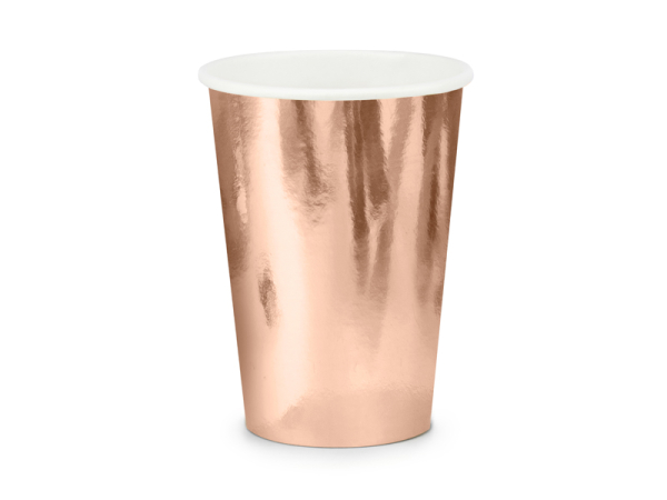 Paper cups, rose gold, 220ml (1 pkt / 6 pc.)