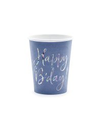 Cups Happy B'day!, navy blue, 220ml (1 pkt / 6 pc.)