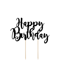 Cake topper Happy Birthday, black, 22.5cm