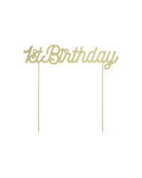 Cake topper 1st Birthday, gold