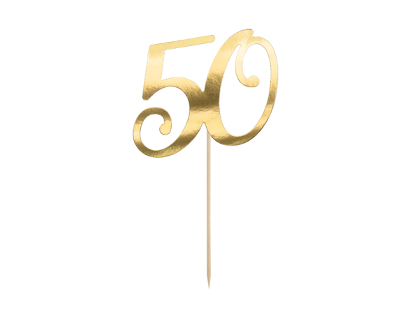 Cake topper ''50'', gold, 20.5cm