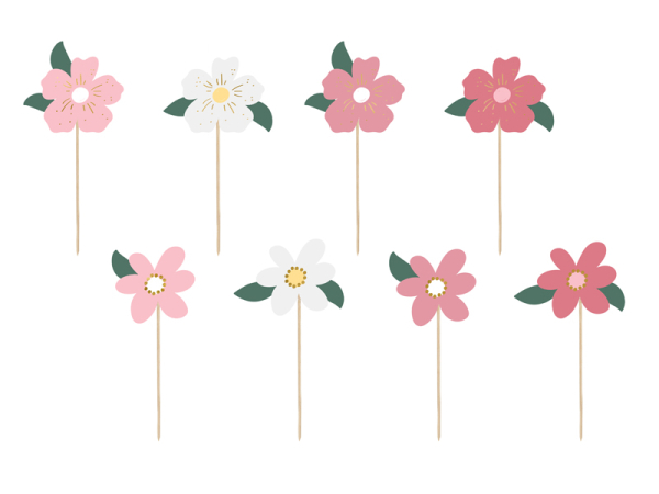 Cake toppers Flowers, mix, 13-14.5 cm. (1 pkt / 8 pc.)