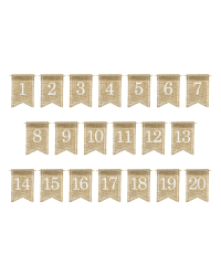 Jute tabel numbers, white, 7x10.5cm (1 pkt / 20 pc.)