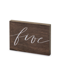 Wooden table number, ''Five'', 2x18x12.5 cm