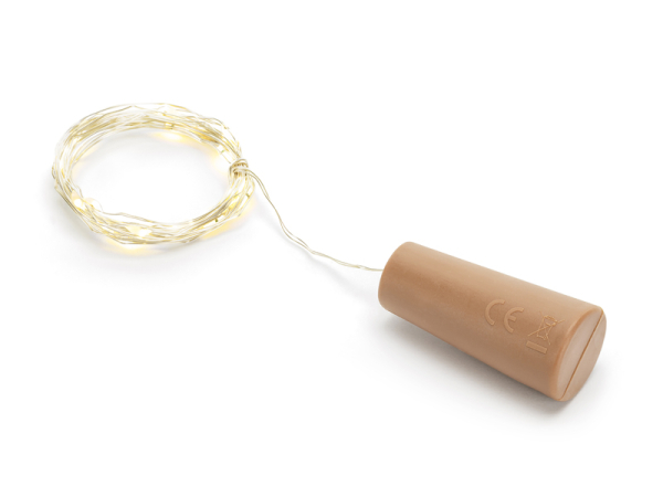 Bottle LED lights with cork, warm white, 197cm