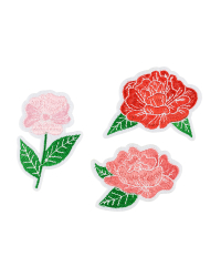 Iron on patches Flowers, mix, 4.5-6.5x4.5-7cm (1 pkt / 3 pc.)