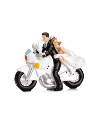 Cake Topper Newly-weds on a Motorcycle, 11.5cm