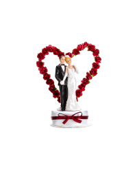 Cake Topper Newly-weds, white and deep red, 16cm