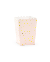 Boxes for popcorn Dots, light pink, 7x7x12.5cm (1 pkt / 6 pc.)