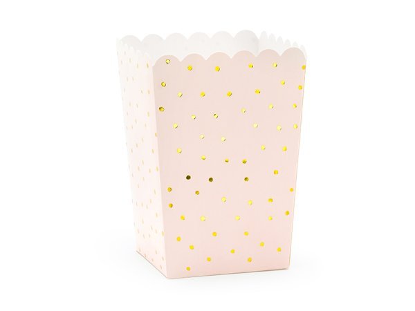 Boxes for popcorn Dots, light pink, 7x7x12.5cm (1 pkt / 6 pc.)