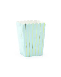 Boxes for popcorn Stripes, light blue, 7x7x12.5cm, (1 pkt / 6 pc.)