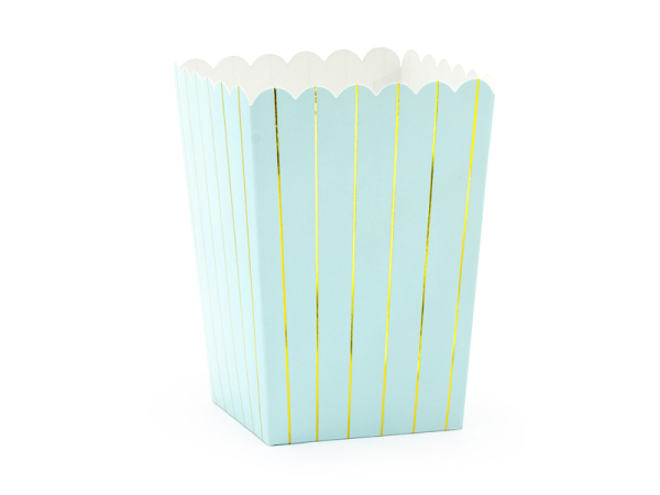 Boxes for popcorn Stripes, light blue, 7x7x12.5cm, (1 pkt / 6 pc.)