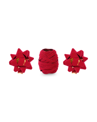 Set of velor ribbons and rosettes, red, mix (1 pkt / 3 pc.)