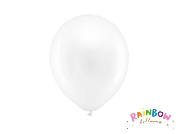 Rainbow Balloons 23cm metallic, white (1 pkt / 10 pc.)