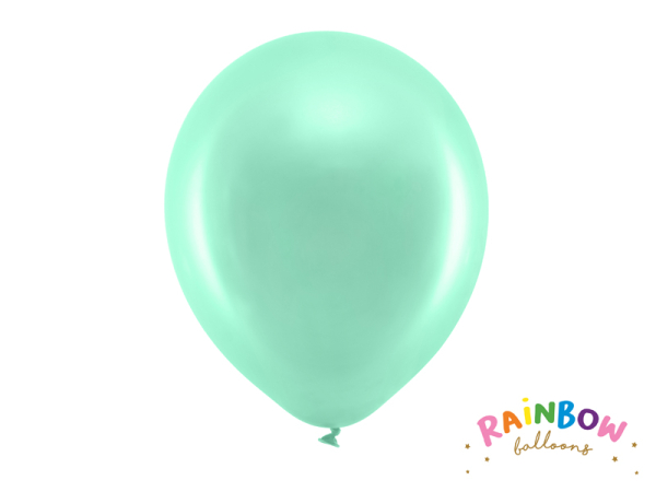 Rainbow Balloons 30cm metallic, mint (1 pkt / 10 pc.)