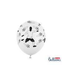 Balloons 30cm, Footballer and balls, Pastel Pure White (1 pkt / 6 pc.)