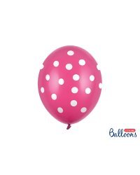 Balloons 30cm, Dots, Pastel Hot Pink (1 pkt / 6 pc.)