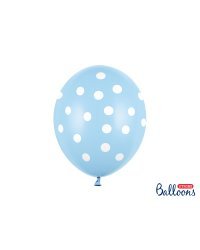 Balloons 30cm, Dots, Pastel Baby Blue (1 pkt / 6 pc.)