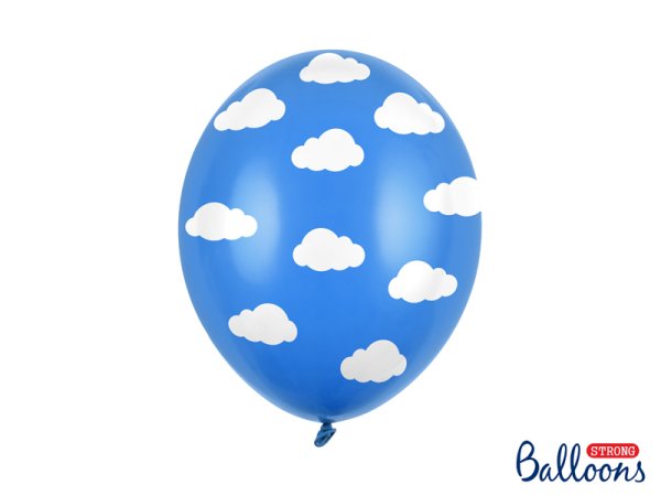 Balloons 30cm, Clouds, Pastel Cornflower Blue (1 pkt / 6 pc.)