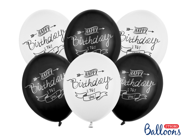 Balloons 30cm, Happy Birthday, Pastel Mix (1 pkt / 50 pc.)