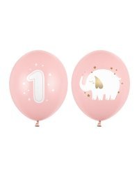Balloons 30 cm, One year, Pastel Pale Pink (1 pkt / 50 pc.)