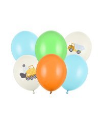 Balloons 30 cm, Construction vehicles, Pastel Light Cream (1 pkt / 6 pc.)