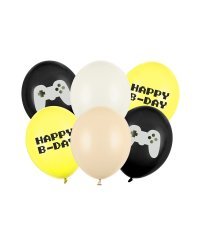Balloons 30 cm, Happy B-day, mix (1 pkt / 6 pc.)
