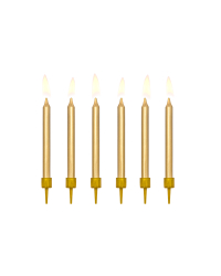 Birthday candles, plain, gold, 6cm (1 pkt / 6 pc.)