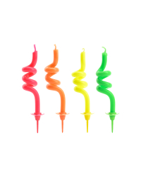 Birthday candles curl, mix, 8cm (1 pkt / 4 pc.)