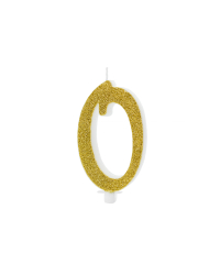 Birthday candle Number 0, gold, 10cm