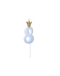 Birthday candle Number 8, light blue, 9.5cm