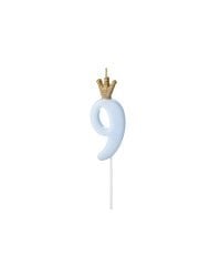 Birthday candle Number 9, light blue, 9.5cm