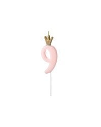 Birthday candle Number 9, light pink, 9.5cm