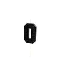 Birthday candle Number 0, 6 cm, black