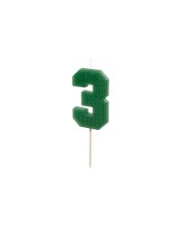 Birthday candle Number 3, 6 cm, green