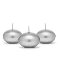 Floating candle disc, metallic, silver, 4cm (1 pkt / 50 pc.)