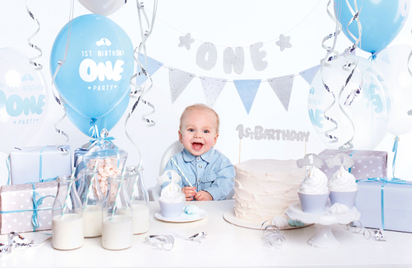 Party decorations set - 1st Birthday, silver